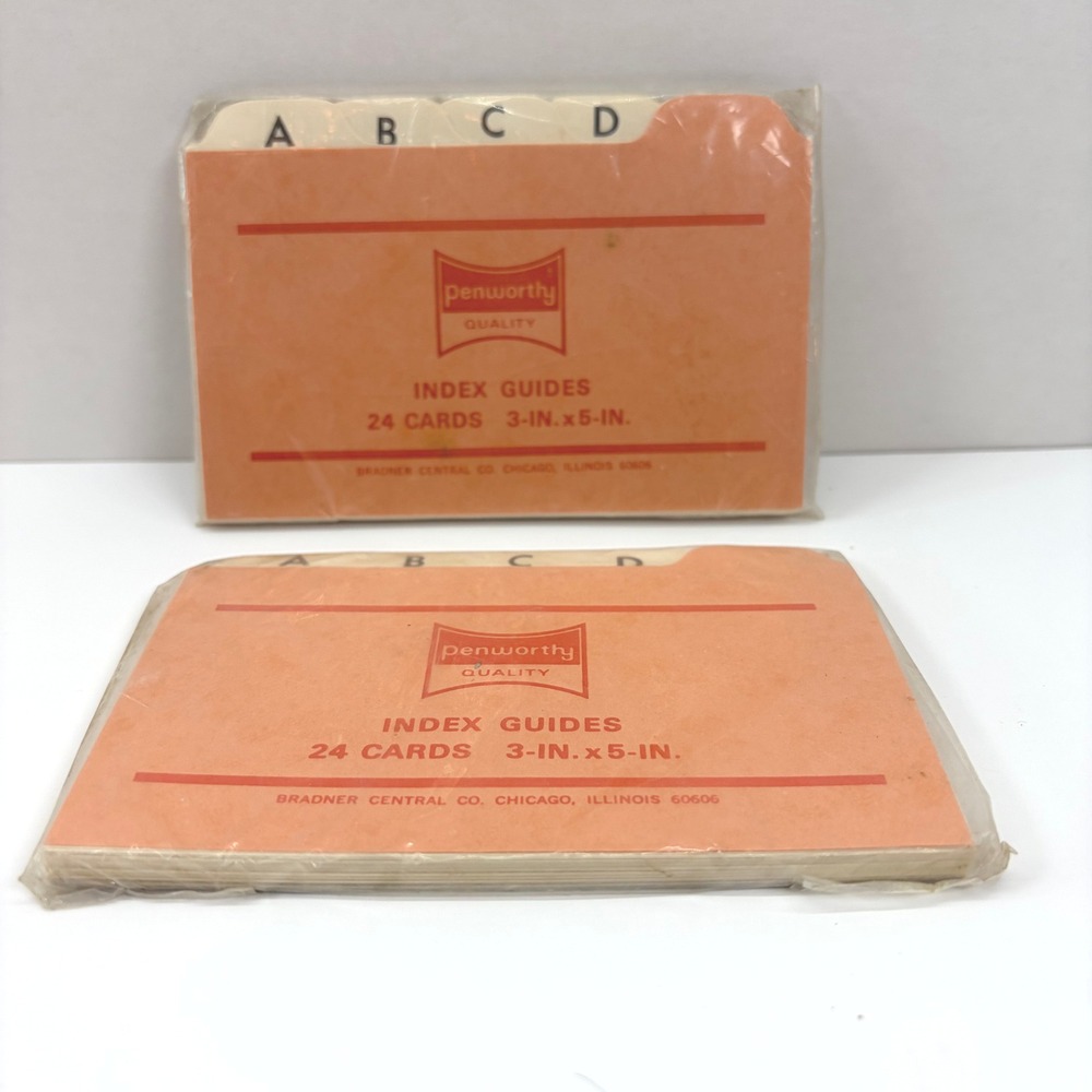 Penworthy Index Guides 2 Packs 3x5 Cream New Vintage Alphabetical Tabs 48 Cards